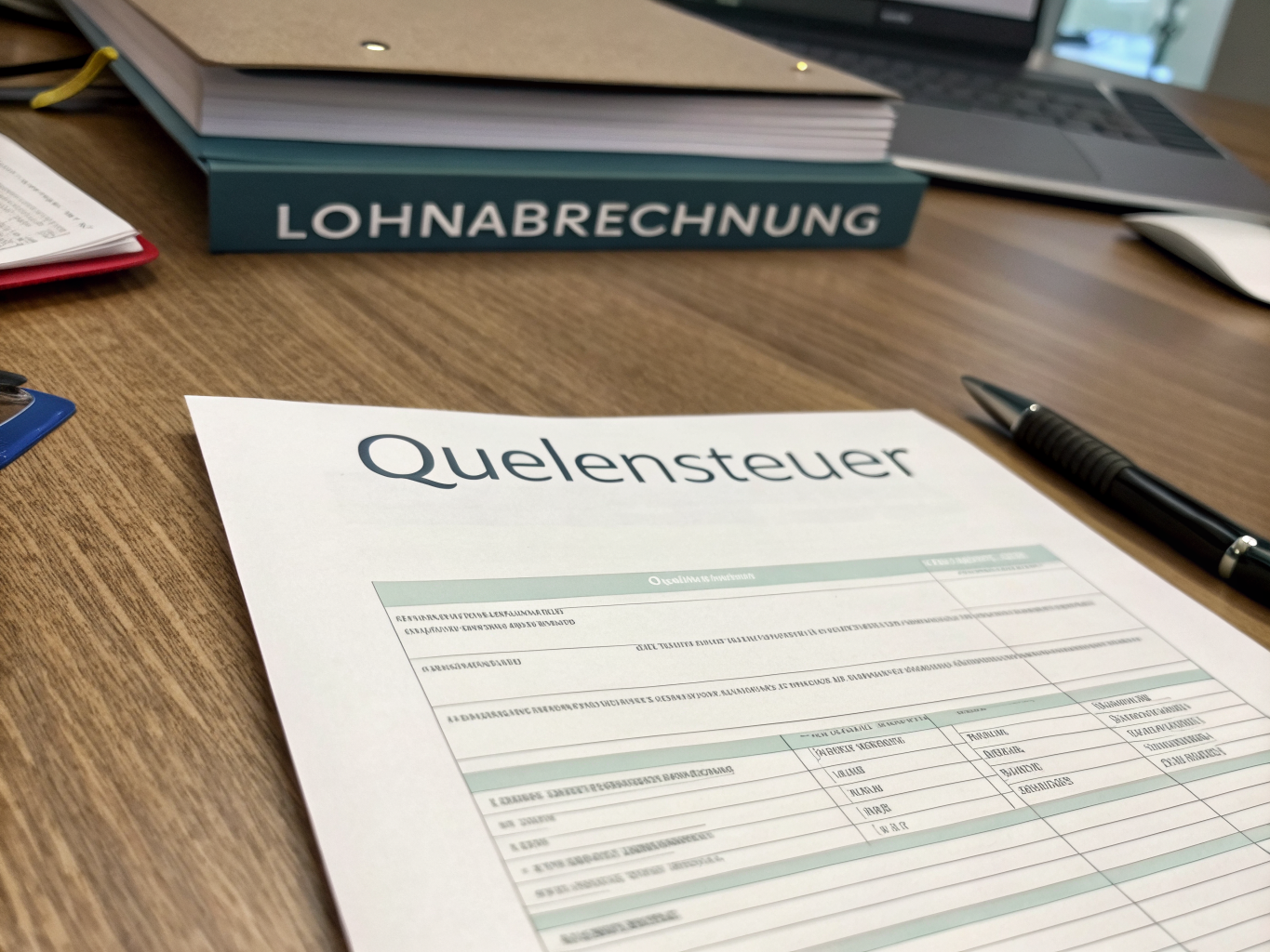Schweizer Lohnabrechnung mit Quellensteuer-Abzug